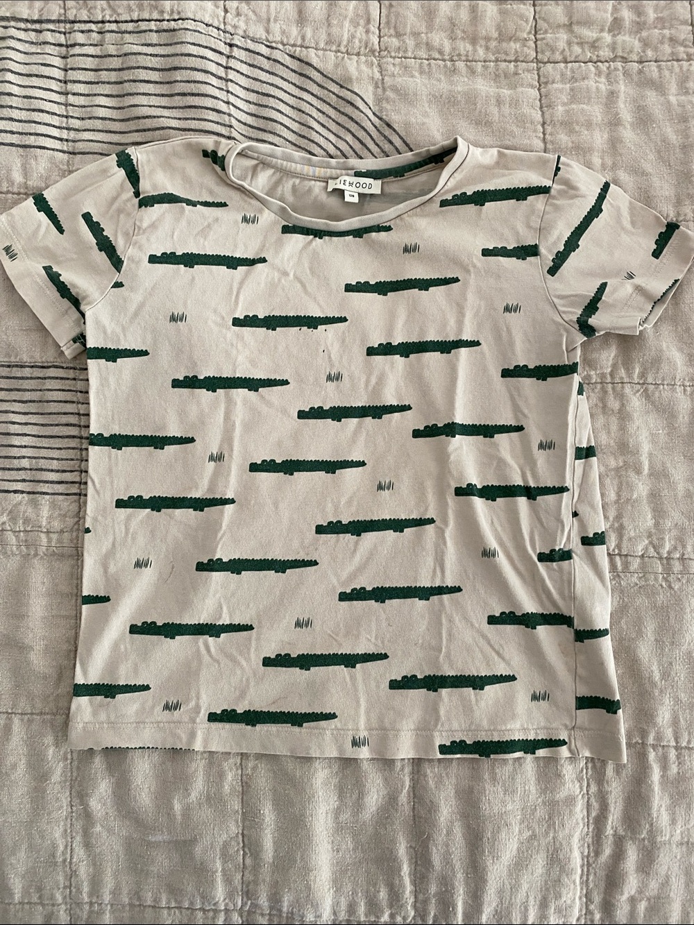 Liewood Kids Short Sleeve Tee - Cream with Green Print
